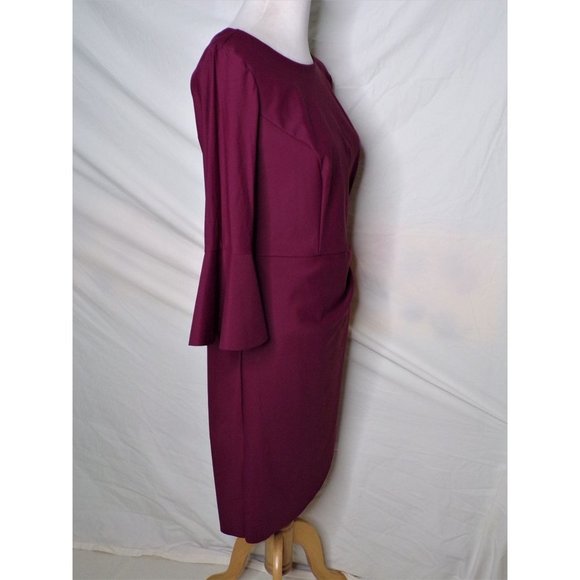 ALEX EVENINGS Bell Sleeve Wrap Dress Wine 8 NEW - Picture 4 of 9